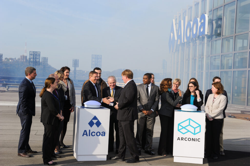 board of directors launch the fireworks for Alcoa and Arconic event