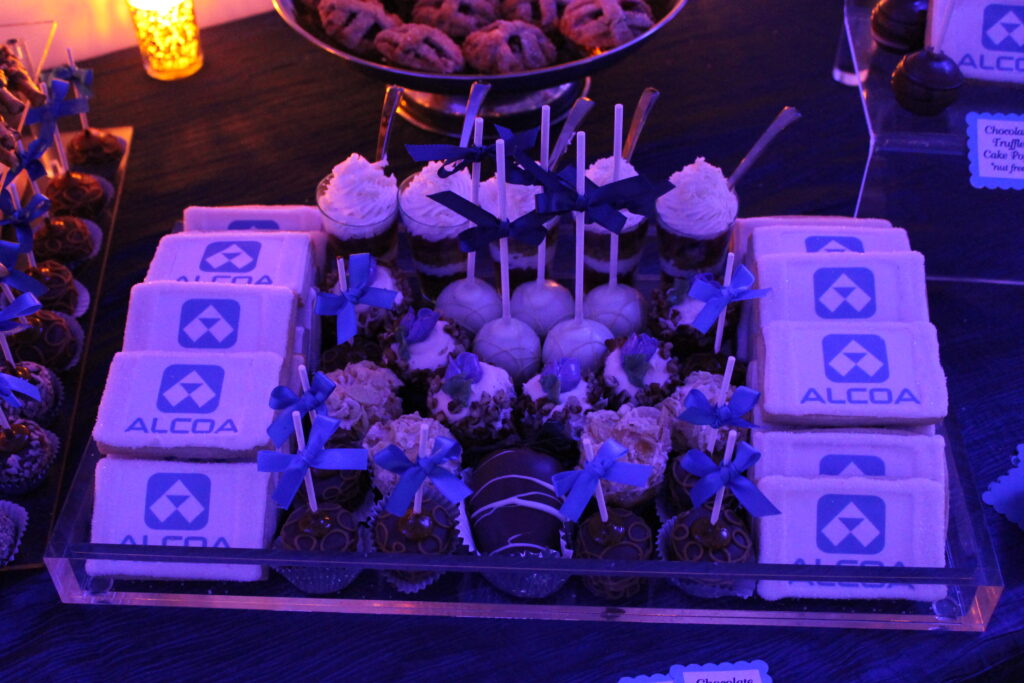 branded cookies and desserts for Alcoa and Arconic event