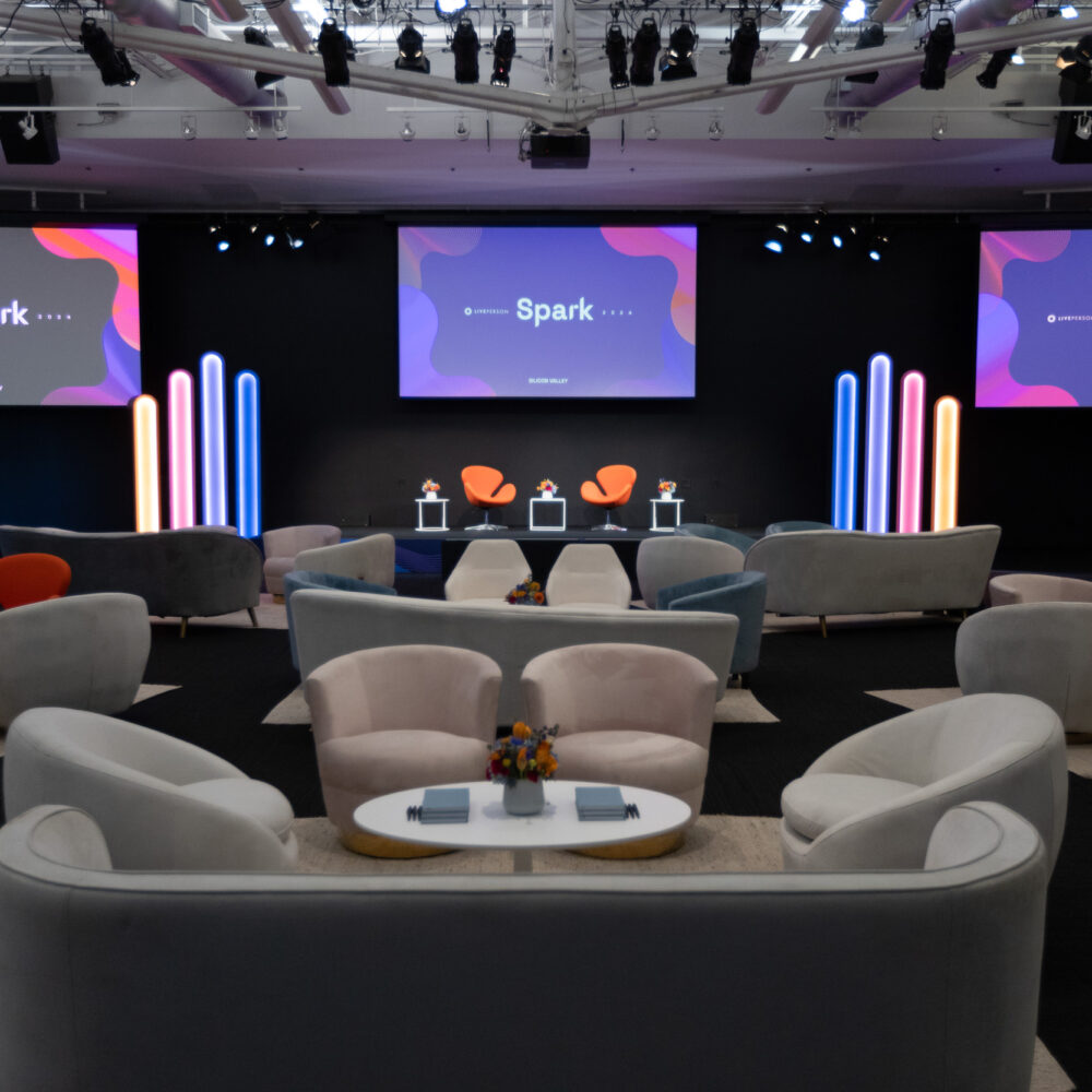 General session seating with comfortable chairs at LivePerson Spark Annual Meeting